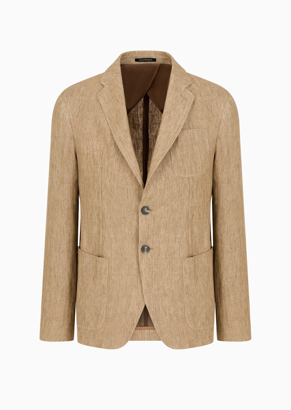 Emporio Armani Single-breasted jacket in faded linen with a crêp