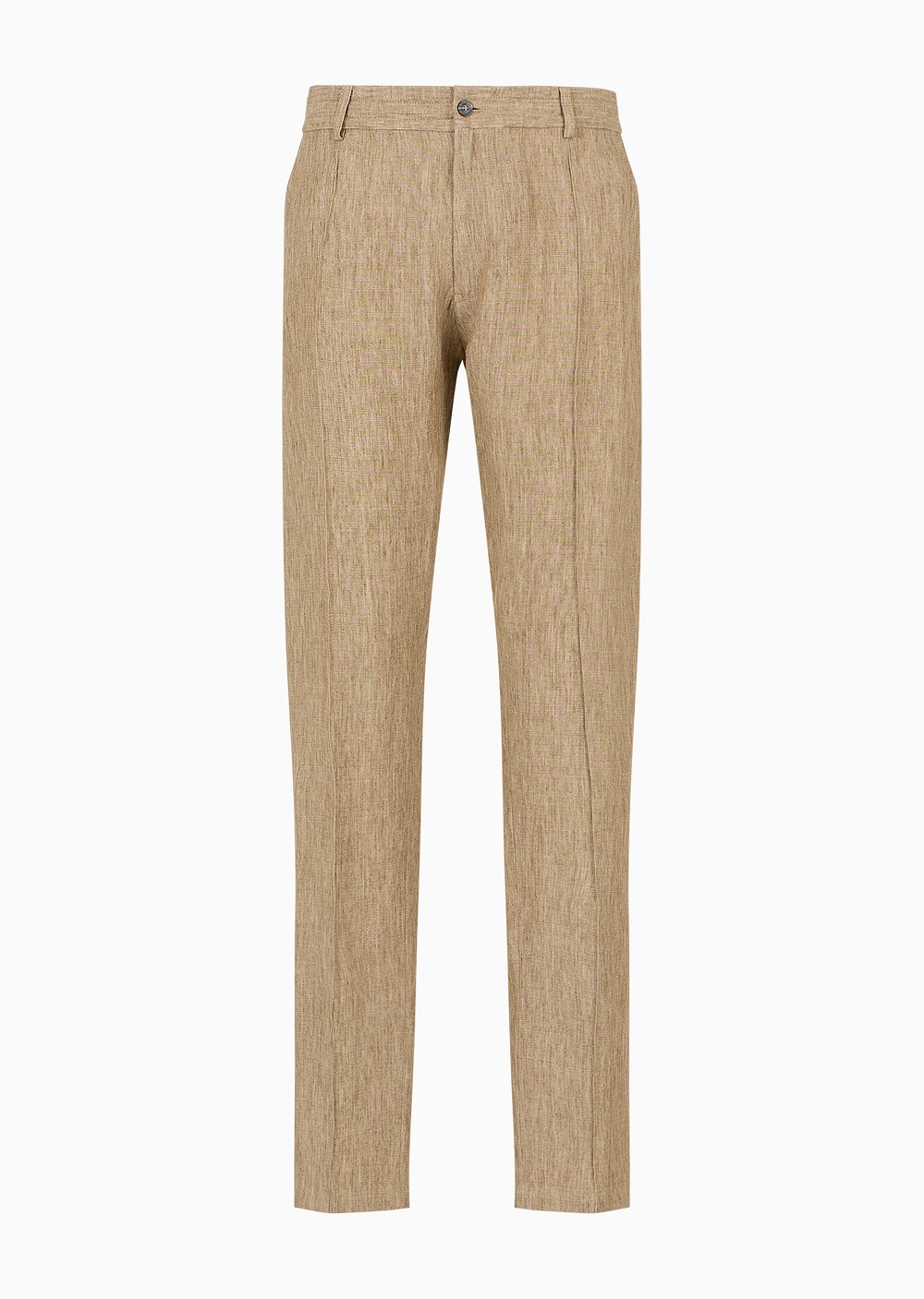Emporio Armani Crêpe-effect faded linen trousers with ribbing