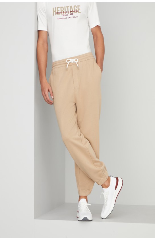Brunello Cucinelli Techno cotton French terry trousers with elasticated cuffs