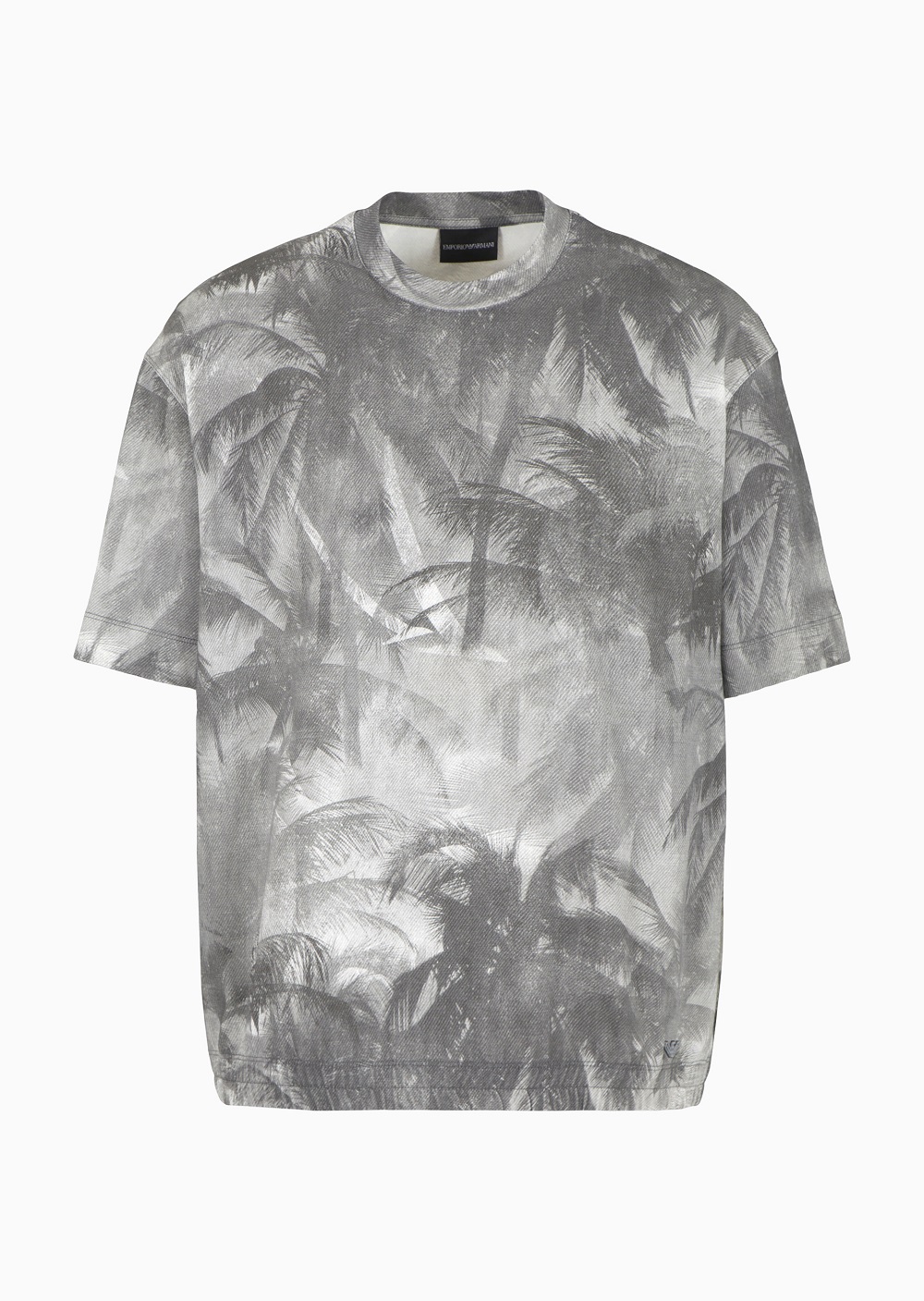 Emporio Armani Oversized jersey T-shirt with all-over print and elasticated hem