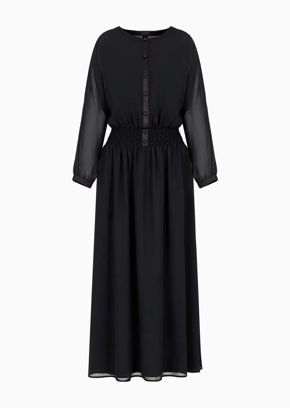 Emporio Armani Long dress in georgette with gathered waist