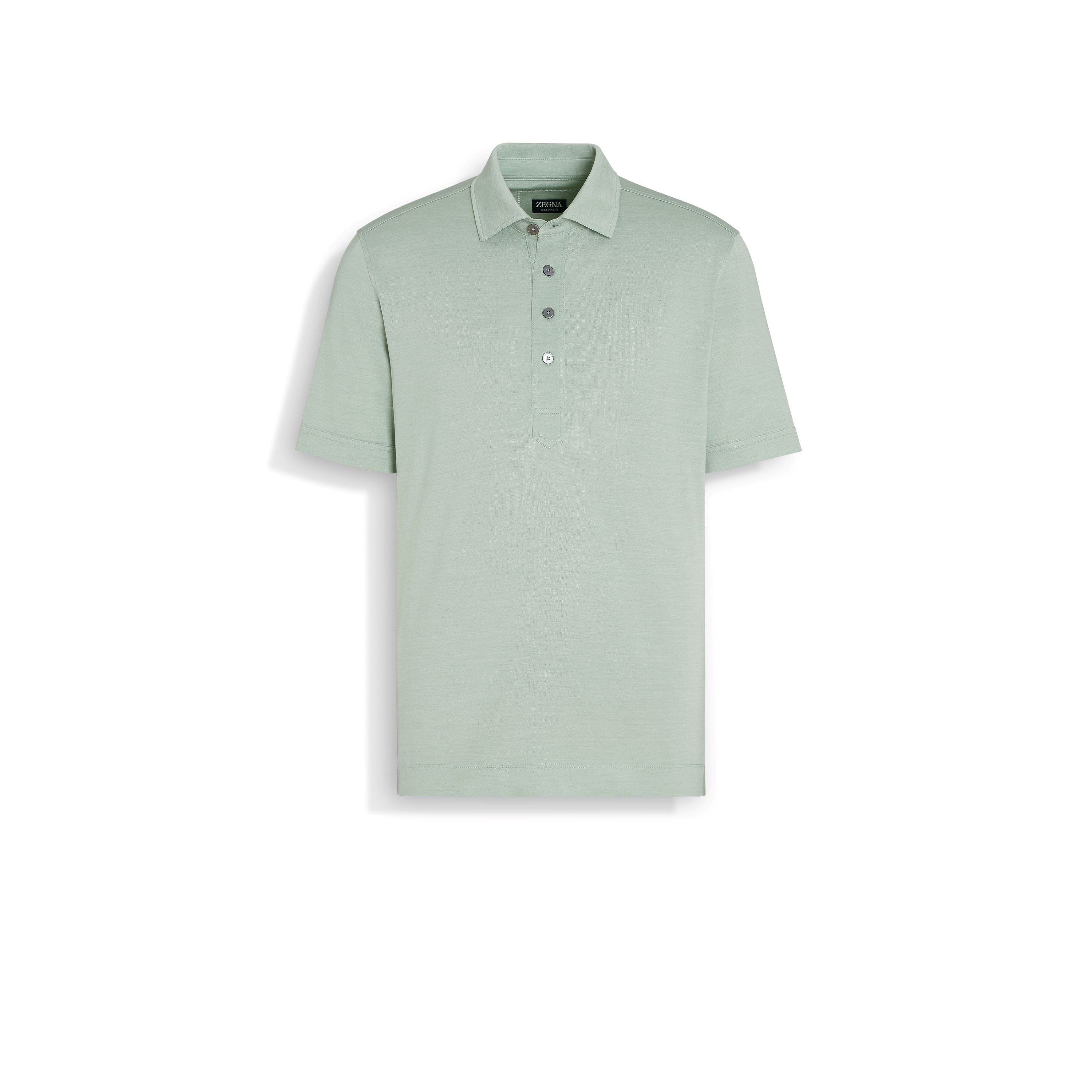 ZEGNA Sage Green Leggerissimo Silk and Cotton Polo Shirt