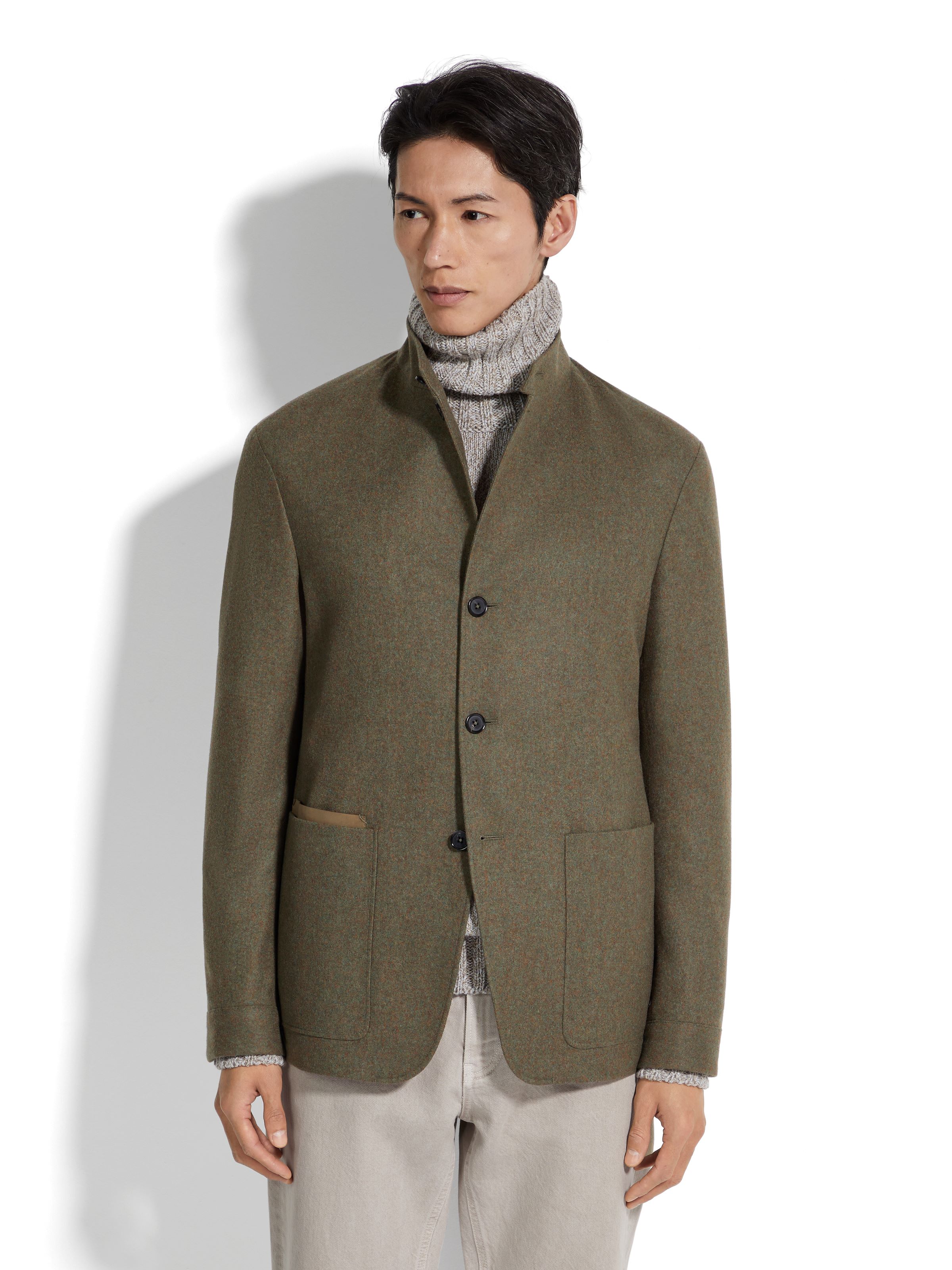 ZEGNA Army Green OASI CASHMERE IL CONTE Jacket