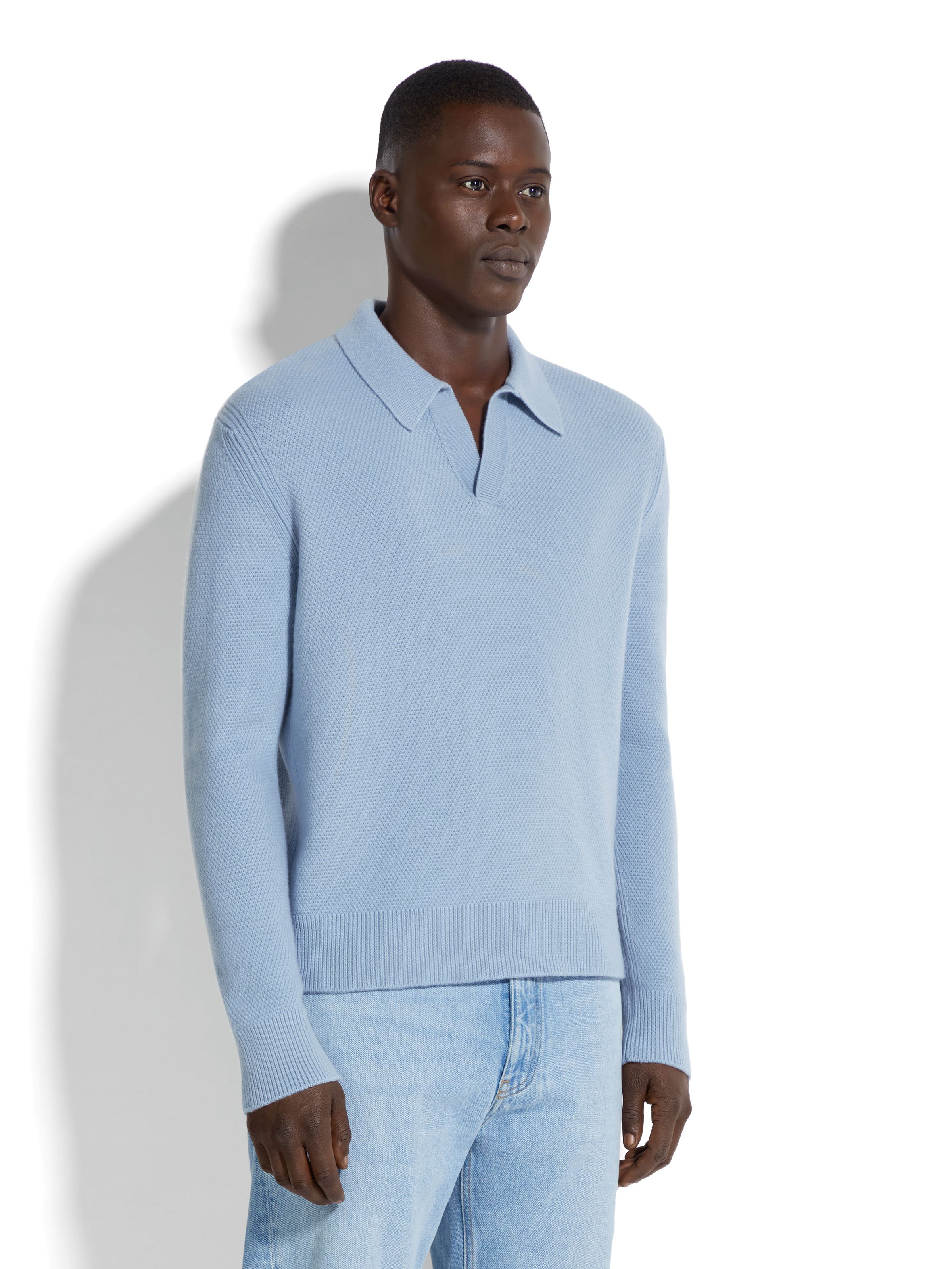 ZEGNA Light Blue Oasi Cashmere Polo Shirt