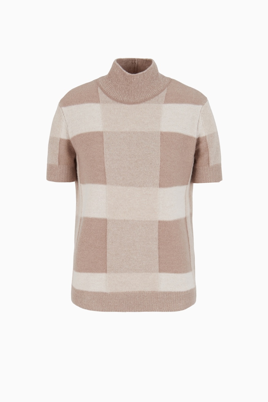 Emporio Armani WOOL CASHMERE CHECK SHORT SLEEVES KNIT