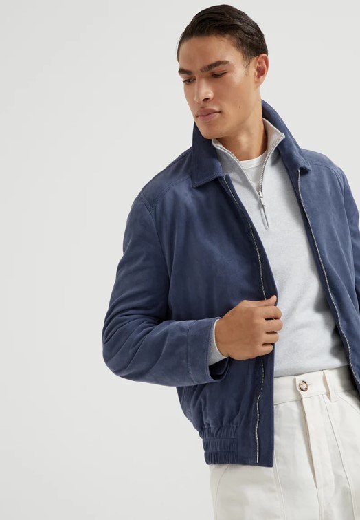 Brunello Cucinelli Suede bomber jacket